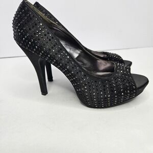 Rampage High Heels Size 6.5 Gimme Black Heel 3‎ 3/8"  Heel To Toe 10"